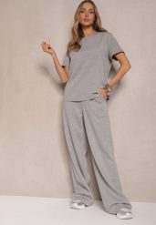 Szare Spodnie z Wiskozą o Szerokim Kroju z Cyrkoniami Zeleria. Szare spodnie materiałowe damskie Renee, bez wzorów, z jeansu, eleganckie. Za 119.99 zł.