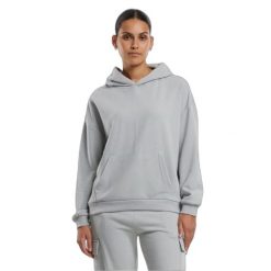 Damska bluza oversize z kapturem Urban Classics Light Terry. Szare bluzy damskie Urban Classics, bez wzorów, bez ramiączek, z kapturem. Za 183.50 zł.
