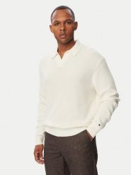 Tommy Hilfiger Sweter Fisherman MW0MW42804 Kremowy Regular Fit. Białe swetry męskie Tommy Hilfiger, m, bez wzorów, z bawełny, bez kołnierzyka, bez ramiączek. Za 649.99 zł.