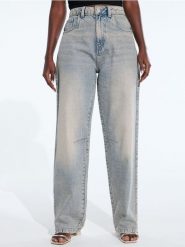 Jeansy baggy - turkusowy. Niebieskie jeansy damskie Sinsay, bez wzorów, z bawełny, długie. Za 59.99 zł.