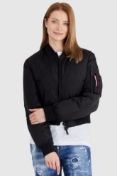 DSQUARED2 Czarna kurtka damska icon bomber, Rozmiar 42. Czarne kurtki damskie Dsquared2, s, bez wzorów, bez kaptura. W wyprzedaży za 1,499.99 zł.