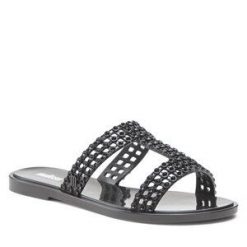 Klapki Melissa. Czarne klapki damskie Melissa, bez wzorów, bez obcasa, bez zapięcia. Za 199.99 zł.