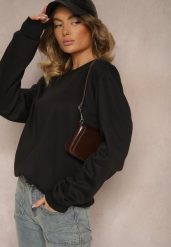 Czarna Casualowa Bluza z Bawełną i Ściągaczami Ivellemi. Czarne bluzy damskie Renee, l, bez wzorów, z bawełny, casualowe, bez ramiączek, bez kaptura. Za 34.99 zł.