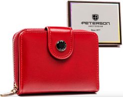 Portfel damski Peterson czerwony PTN 014-F7. Czerwone portfele damskie Peterson, ze skóry. Za 89.00 zł.