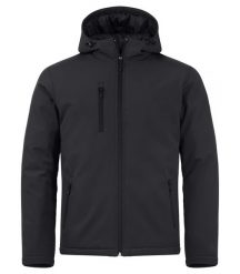 Clique Pikowana kurtka softshell z kapturem – Czarna, prosty krój – Black. Czarne kurtki sportowe męskie CLIQUE, m, bez wzorów, z materiału, z kapturem. Za 324.45 zł.