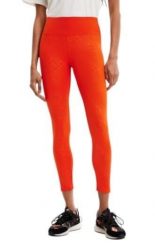 Desigual Lemon legginsy damskie pomarańczowe 7/8 wysoki pas L. Brązowe legginsy damskie Desigual, bez wzorów, z elastanu. Za 284.99 zł.