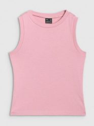 4F Top slim gładki damski - różowy XS. Czerwone topy damskie 4F, xs, bez wzorów, z bawełny, klasyczne, bez kołnierzyka, bez ramiączek. Za 39.99 zł.
