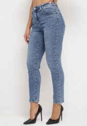 Niebieskie Jeansy Regular z Prostymi Nogawkami Ceffia. Niebieskie jeansy damskie Born2be, z aplikacjami, z jeansu, eleganckie. Za 59.99 zł.