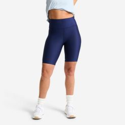 Legginsy fitness damskie Domyos krótkie. Niebieskie legginsy damskie DOMYOS, bez wzorów, z elastanu. Za 39.98 zł.