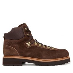 Trzewiki Polo Ralph Lauren. Brązowe botki męskie Polo Ralph Lauren, bez wzorów, bez obcasa, bez zapięcia. Za 1,299.00 zł.