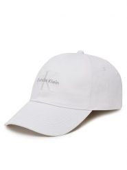 Calvin Klein Jeans Czapka z daszkiem Monologo LV04K5026G Biały. Białe czapki damskie Calvin Klein Jeans, bez wzorów, z bawełny. Za 129.99 zł.