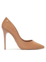 DeeZee Szpilki AB2-4503 Beżowy. Brązowe szpilki damskie DeeZee, bez wzorów, ze skóry, bez obcasa, na szpilce, bez zapięcia. Za 139.99 zł.