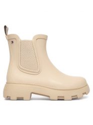 Tommy Hilfiger Kalosze Flag Cleated FW0FW09387 Beżowy. Brązowe kalosze damskie Tommy Hilfiger, bez wzorów, z gumy, bez zapięcia. Za 449.99 zł.