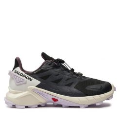 Buty do biegania Salomon. Czarne obuwie sportowe damskie Salomon, bez wzorów, z gore-texu, bez zapięcia, do biegania, gore-tex. Za 479.99 zł.