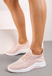 Różowe Buty Sportowe z Siateczki Zdobione Wiązaniem Salmerus. Czerwone obuwie sportowe damskie Born2be, z aplikacjami, z materiału, z okrągłym noskiem, bez zapięcia. Za 44.99 zł.