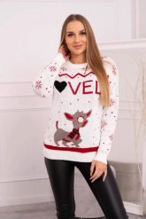 Sweter świąteczny z napisem ecru. Swetry nierozpinane damskie KESI, l, bez wzorów, z wełny, wizytowe, bez kołnierzyka, plus size, bez ramiączek. Za 125.45 zł.