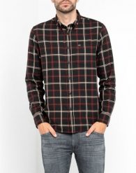 LEE BUTTON DOWN MĘSKA KOSZULA MATERIAŁOWA W KRATĘ PITCH BLACK L880ZFEM 112123518. Czarne koszule męskie Lee, l, bez wzorów, z materiału, bez kołnierzyka, bez ramiączek. Za 129.99 zł.