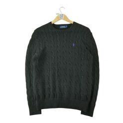 Second life - Sweter męski z warkoczowym splotem Polo Ralph Lauren - Jak nowy. Czarne swetry męskie Ralph Lauren, l, bez wzorów, z dzianiny, eleganckie, bez kołnierzyka, bez ramiączek. Za 255.56 zł.