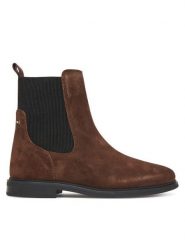 Tommy Hilfiger Sztyblety Flag Boot FW0FW08780 Brązowy. Brązowe botki damskie Tommy Hilfiger, bez wzorów, ze skóry, bez obcasa, na płaskiej podeszwie, bez zapięcia. Za 519.99 zł.