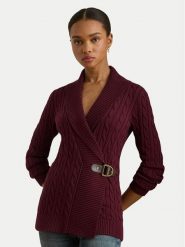 LAUREN RALPH LAUREN Sweter 200808258027 Bordowy Relaxed Fit. Czerwone swetry nierozpinane damskie Lauren Ralph Lauren, xs, bez wzorów, z bawełny, bez kołnierzyka, bez ramiączek. Za 949.99 zł.