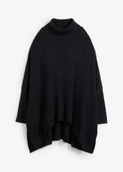 Sweter poncho oversize. Zielone swetry nierozpinane damskie bonprix, bez wzorów, z dzianiny, bez kołnierzyka, bez ramiączek. Za 179.99 zł.