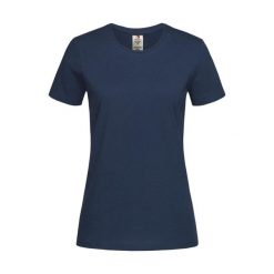 Damska Klasyczna Koszulka Organiczna O Dopasowanym Kroju. Niebieskie bluzki damskie Stedman, xs, bez wzorów, klasyczne, bez kołnierzyka, bez ramiączek. Za 41.99 zł.