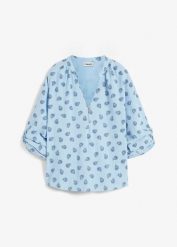 Bluzka oversize z przewiewnego muślinu z czystej bawełny. Zielone bluzki damskie bonprix, bez wzorów, z bawełny, bez kołnierzyka, bez ramiączek. Za 119.99 zł.