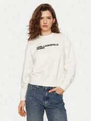 Karl Lagerfeld Jeans Bluza A1W20005 Biały Regular Fit. Białe bluzy damskie Karl Lagerfeld Jeans, l, bez wzorów, z bawełny, bez ramiączek, bez kaptura. Za 429.99 zł.