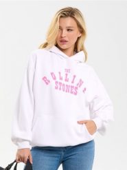 Bluza z nadrukiem The Rolling Stones - kremowy. Białe bluzy damskie Sinsay, l, bez wzorów, bez ramiączek, bez kaptura. Za 79.99 zł.