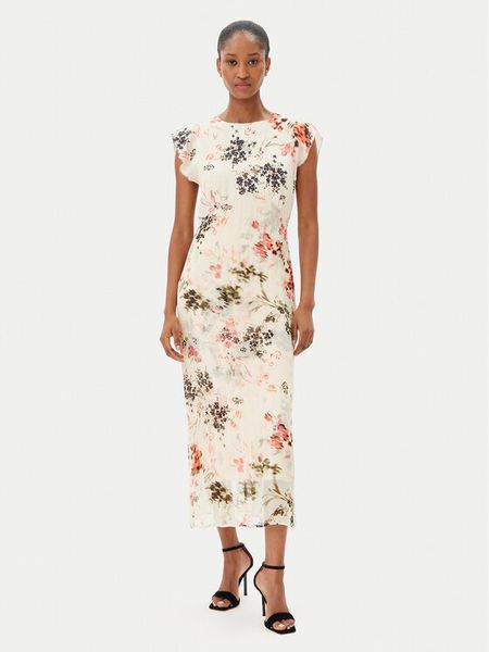 French Connection Sukienka letnia 71YFU 90 Beżowy Regular Fit. Brązowe sukienki damskie French Connection, na lato, bez wzorów, z wiskozy, bez kołnierzyka, bez ramiączek. Za 529.99 zł.