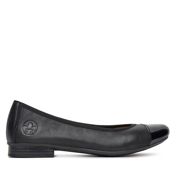 Baleriny Rieker. Czarne balerinki damskie Rieker, bez wzorów, bez obcasa, bez zapięcia. Za 209.99 zł.