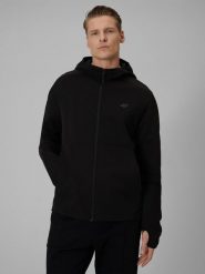 4F Bluza dresowa regular z kapturem męska - czarna S. Czarne bluzy męskie 4F, m, bez wzorów, z dresówki, z kapturem. Za 199.99 zł.