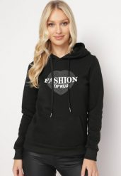 Czarna Bluza Kangurka z Kapturem z Polarem i Nadrukiem z Sercem Sinha. Czarne bluzy damskie Born2be, l, bez wzorów, z polaru, casualowe, bez ramiączek, z kapturem. Za 84.99 zł.