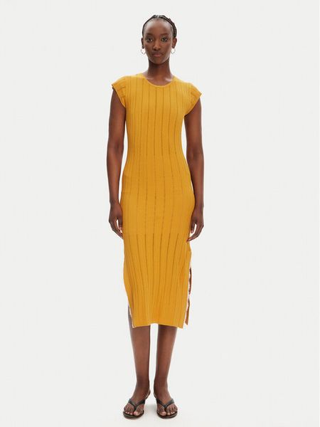 PINKO Sukienka dzianinowa 104745 A2FR Brązowy Regular Fit. Brązowe sukienki damskie Pinko, m, bez wzorów, z dzianiny, bez kołnierzyka, bez ramiączek. Za 589.99 zł.