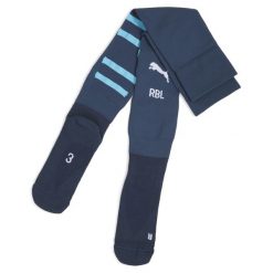 Męskie skarpety RB Leipzig 24/25 z grafiką PUMA Dark Night Bright Aqua Blue. Niebieskie skarpety męskie Puma, bez wzorów. W wyprzedaży za 94.00 zł.
