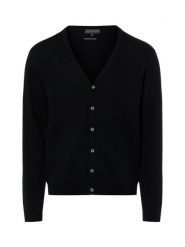 Finshley & Harding Męski kardigan z zawartością kaszmiru Mężczyźni Bawełna czarny jednolity, XL. Czarne swetry męskie Finshley & Harding, m, bez wzorów, z bawełny, bez kołnierzyka, bez ramiączek. Za 349.95 zł.