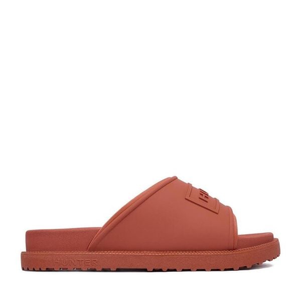 Klapki Hunter. Czerwone klapki damskie Hunter, bez wzorów, bez obcasa, bez zapięcia. Za 169.99 zł.