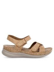 Clara Barson Sandały WYL0510-21 Beżowy. Brązowe sandały damskie Clara Barson, bez wzorów, z syntetyku, bez obcasa, na płaskiej podeszwie, bez zapięcia. Za 99.99 zł.