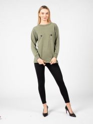 Pinko Bluza "Corona" | 1S100B Y7QQ | Kobieta | Wojskowa Zieleń. Zielone bluzy damskie Pinko, s, bez wzorów, z bawełny, eleganckie, bez ramiączek, bez kaptura. W wyprzedaży za 349.00 zł.