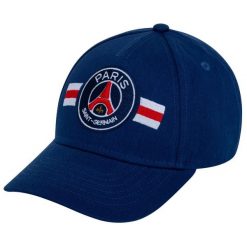 Czapka z daszkiem Paris Saint Germain bawełna junior granatowa. Niebieskie czapki damskie PSG, bez wzorów, z bawełny, sportowe. Za 99.00 zł.