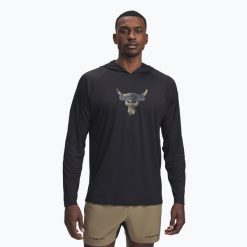 Bluza Under Armour Project Rock Iso-Chill Hoody. Czarne bluzy męskie Under Armour, bez wzorów, rockowe, bez ramiączek, bez kaptura. Za 179.99 zł.