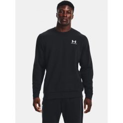 Bluza fitness męska Under Armour Essential Fleece Crew. Czarne bluzy męskie Under Armour, l, bez wzorów, casualowe, bez ramiączek, bez kaptura. Za 259.99 zł.