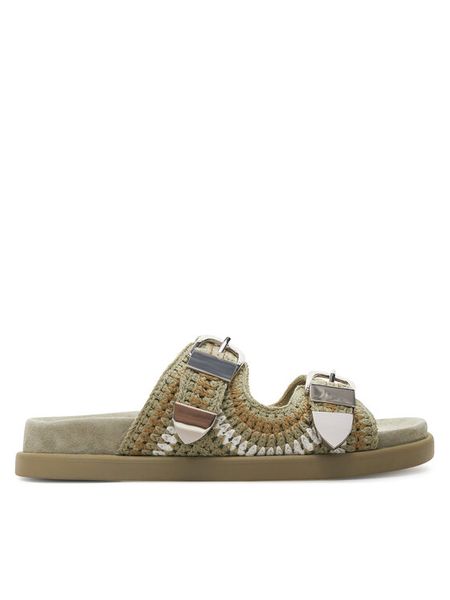 Aldo Klapki Bohodream 13967605 Zielony. Zielone klapki damskie Aldo, bez wzorów, z materiału, bez obcasa, bez zapięcia. Za 399.99 zł.