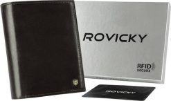Rovicky Pionowy, Skórzany Portfel Męski Bez Zapięcia. Portfele męskie ROVICKY, bez wzorów. Za 121.86 zł.