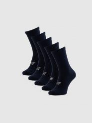 4F Skarpetki długie (5-pack) męskie - granatowe 39-42. Niebieskie skarpety męskie 4F, bez wzorów. Za 69.99 zł.