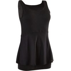 Top Gym & Pilates 530 damski. Czarne topy damskie NYAMBA, m, bez wzorów, z bawełny, sportowe, bez kołnierzyka, bez ramiączek. W wyprzedaży za 34.99 zł.