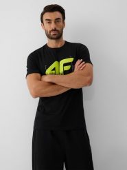 4F T-shirt regular z nadrukiem męski - czarny XXL. Czarne koszulki sportowe męskie 4F, m, bez wzorów, z bawełny, bez ramiączek, trekkingowe. Za 59.99 zł.