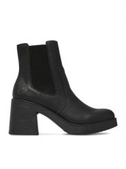 Rieker Botki CEO-58081-00 Czarny. Czarne botki damskie Rieker, bez wzorów, ze skóry, bez obcasa, na słupku, bez zapięcia. Za 379.99 zł.