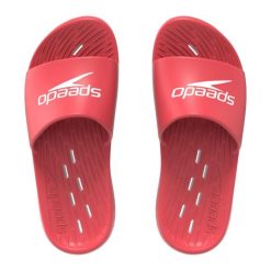 Klapki basenowe antypoślizgowe męskie Speedo Slide. Czerwone klapki męskie Speedo, bez wzorów, z materiału, bez zapięcia. Za 89.99 zł.