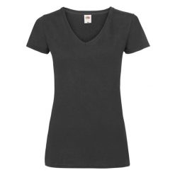 Koszulka Z Dekoltem W Szpic Dla Kobiet. Czarne bluzki damskie fruit of the loom, l, bez wzorów, sportowe, bez kołnierzyka, bez ramiączek. Za 39.99 zł.